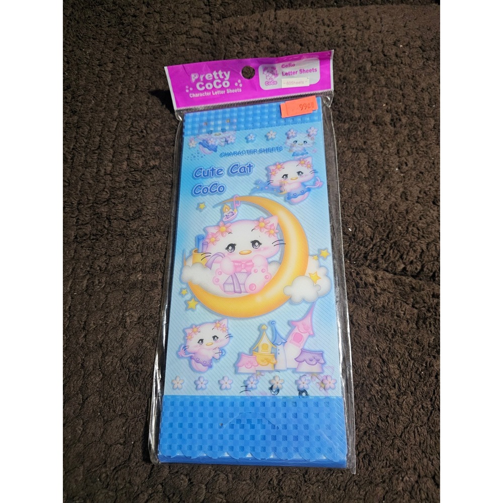 Vtg Y2K Pretty Coco Cute Cat Character Sheets Anime Stationery Letter Set Sealed